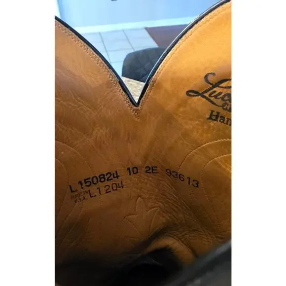 Lucchese Men's Classic Goat Skin Black Boots Size 10 - Picture 10 of 15